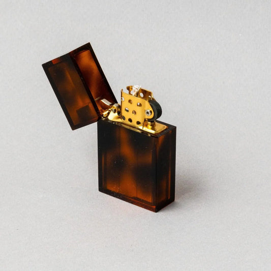 Tsubota Pearl - Hard Edge Marble Brown Tortoise Petrol Lighter